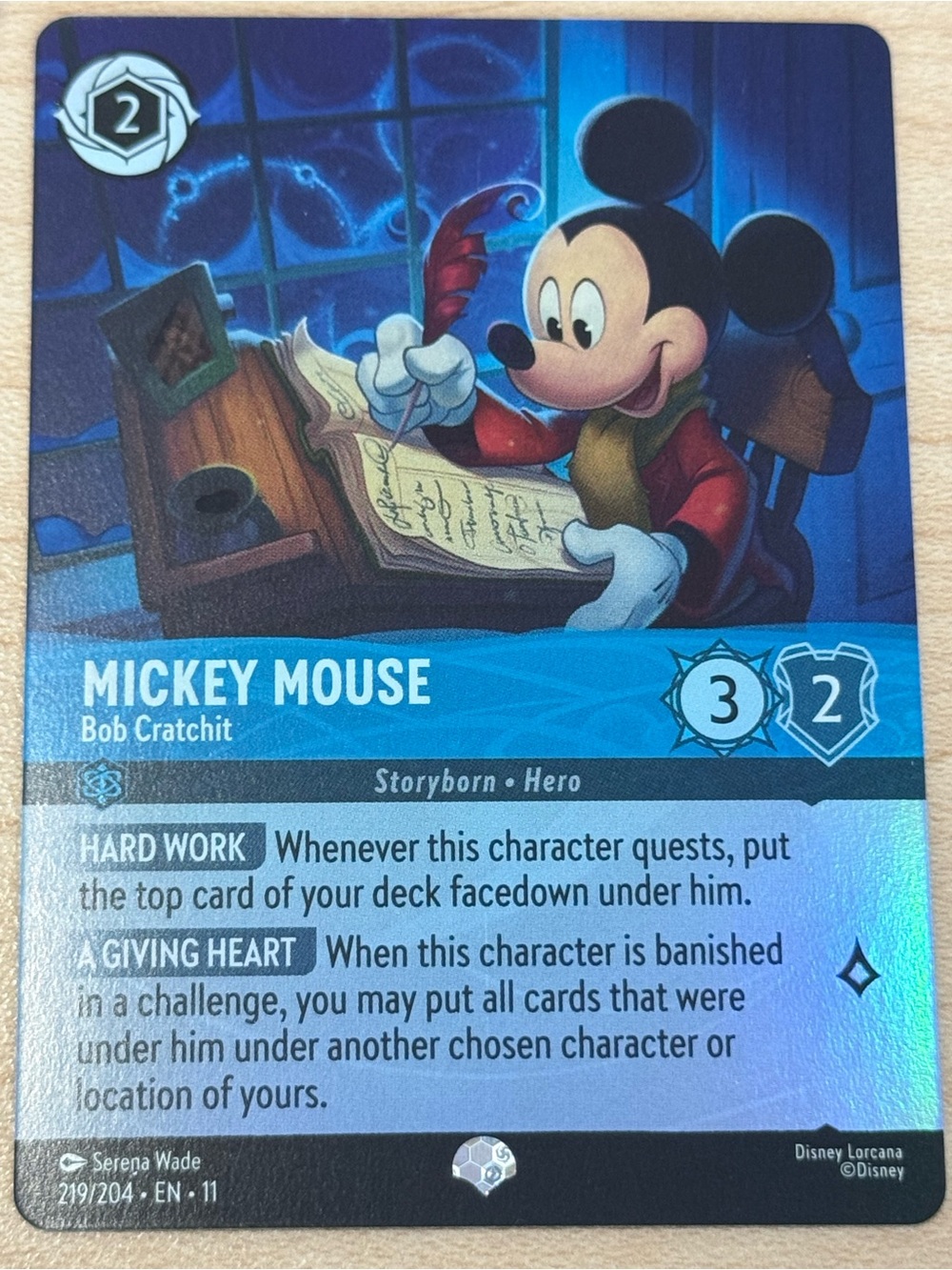 Disney Mickey Mouse Blue Holographic Storyborn Hero Card